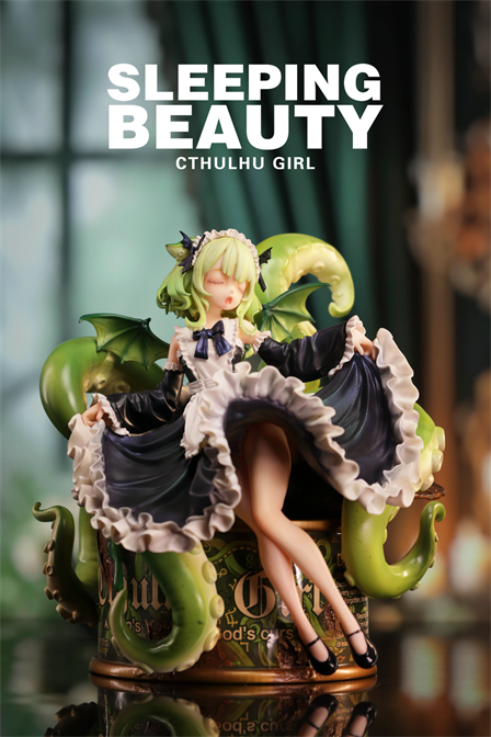 Sleeping Beauty-Cthulhu Girl-Abyss Bloom collectible, featuring a fairy-like figure with Cthulhu-inspired tentacles and wings, seated on a decorative base.