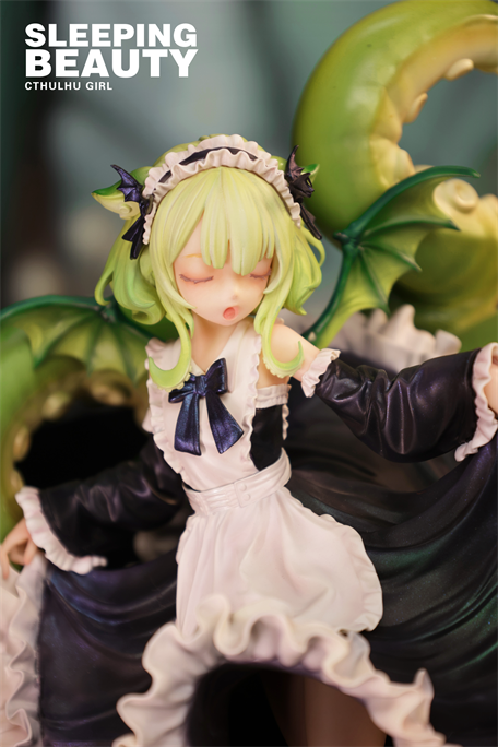 Sleeping Beauty-Cthulhu Girl-Abyss Bloom figure in maid outfit with wings and tail, eyes closed, preorder for 2026, limited to 499 sets, resin material.