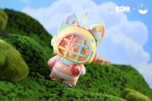 Heart Mending by SankToys x Poriin, a limited edition resin designer toy, featuring a cat-bunny with helmet. Preorder for Q1 2026.