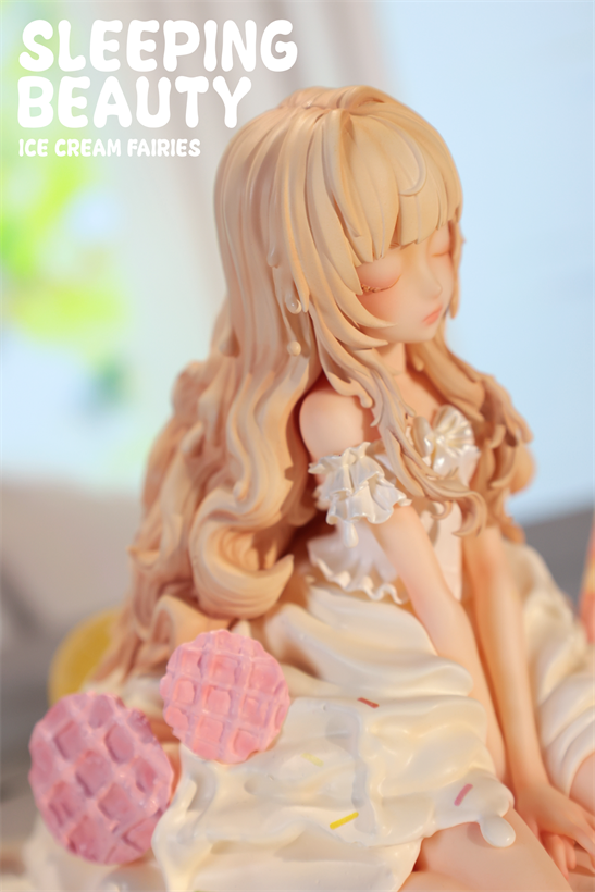 Sleeping Beauty-Ice Cream Fairies figurine, preorder. Anime-inspired, seated on ice cream with sprinkles and cookies. Limited edition resin sculpture, 28.7cm tall.