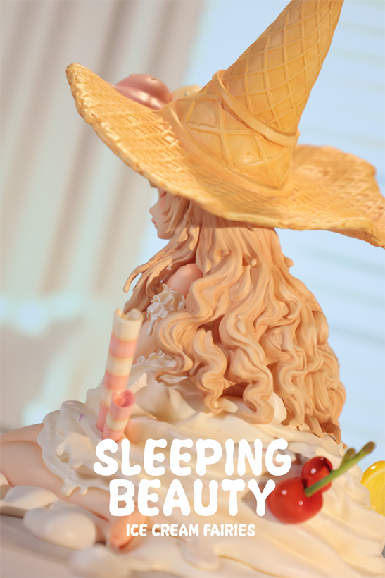 Sleeping Beauty-Ice Cream Fairies figurine: a fairy with wavy hair on melting ice cream, wearing a waffle-cone hat. Preorder for May 2026 shipment.
