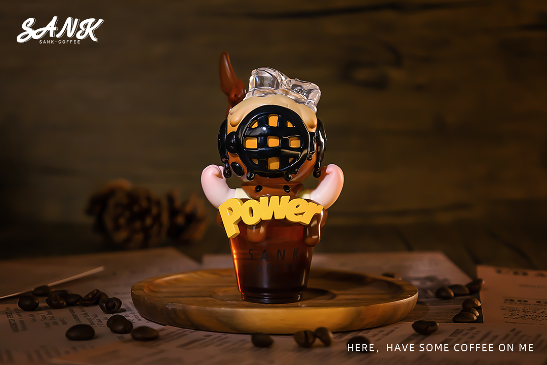 Alt text: Limited edition Sank-Americano toy cup with PU resin, featuring a cartoon character on top. Preorder for Aug 2024.