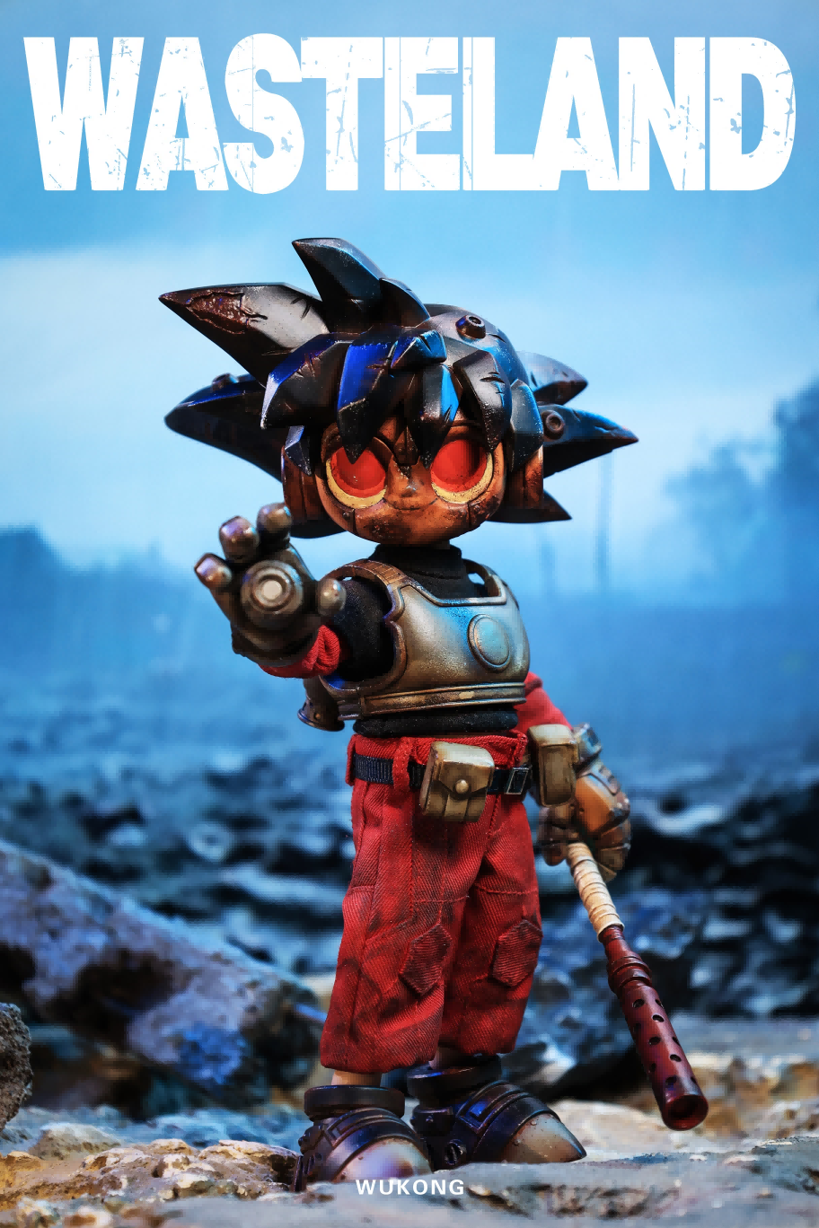 WasteLand-Captain figurine, 8-inch limited edition, featuring detailed design elements like a toy and flute, made from ABS/PVC/Resin, available for preorder.