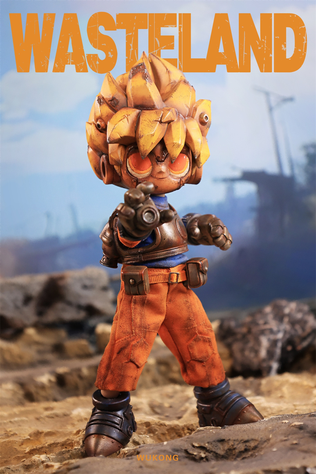 WasteLand-Captain action figure, 8-inch limited edition, featuring ABS/PVC/Resin. Ultra Violet Reactive materials. Preorder item from Strangecat Toys. Ships Q2 2026.