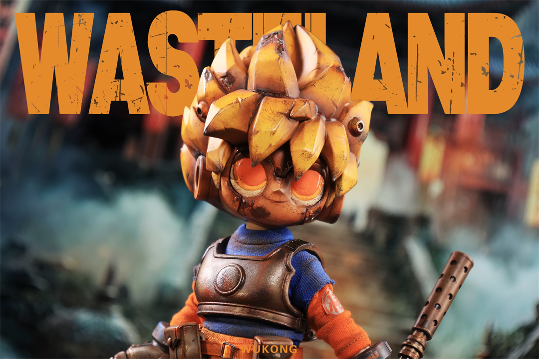 WasteLand-Captain figure in close-up, 8-inch limited edition, featuring ABS/PVC/Resin materials, available for preorder with UV-reactive elements.