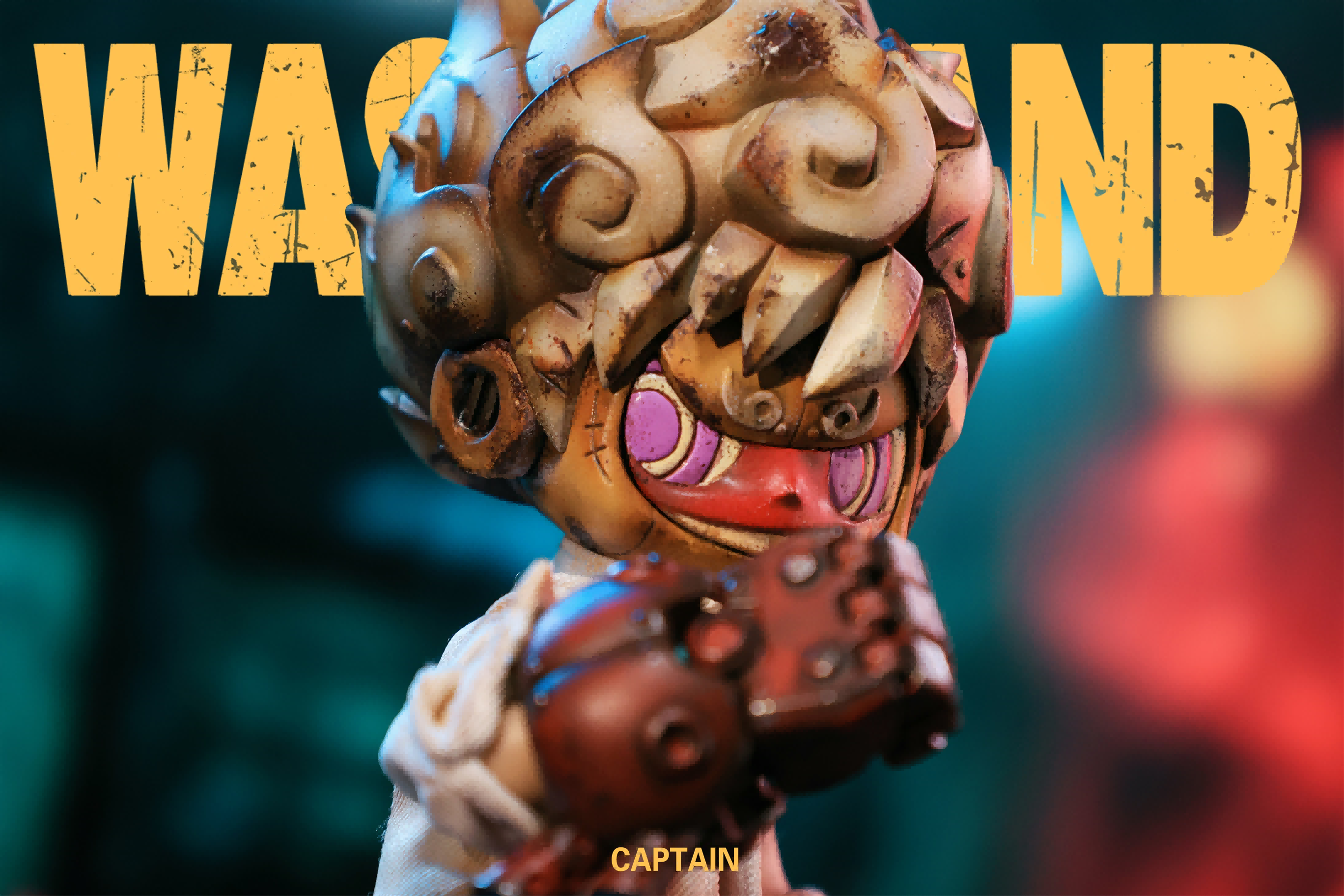 WasteLand-Captain toy, 8-inch limited edition, features intricate spiral and animal mouth details, crafted with ABS/PVC/Resin, UV reactive. Preorder for Q2 2026 delivery.