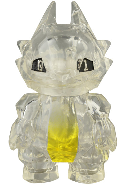 VAG Series 44 Dragon Polygon: A 2.5-inch transparent vinyl collectible with cartoon features, pointed ears, and a translucent yellow stripe on its torso.