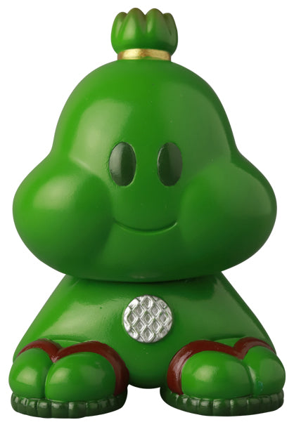 VAG Series 44 Ushimitsu Waranin: 2.5-inch green vinyl figure with gold crown and circular emblem, featuring a cute, stylized face and rounded body.