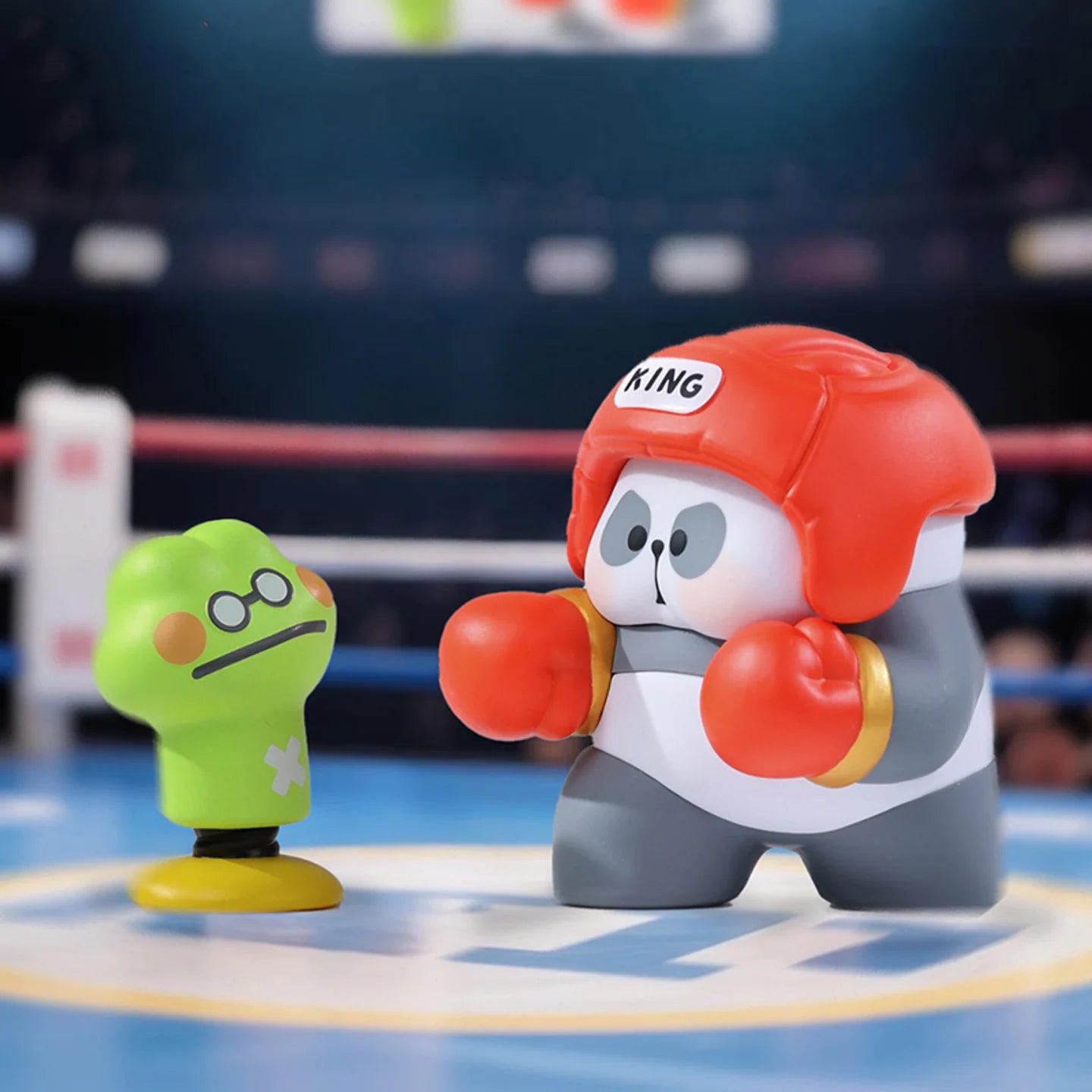 MR.PA Wish List Blind box features a panda in boxing gear and a frog-like figure, set in a playful ring scene.