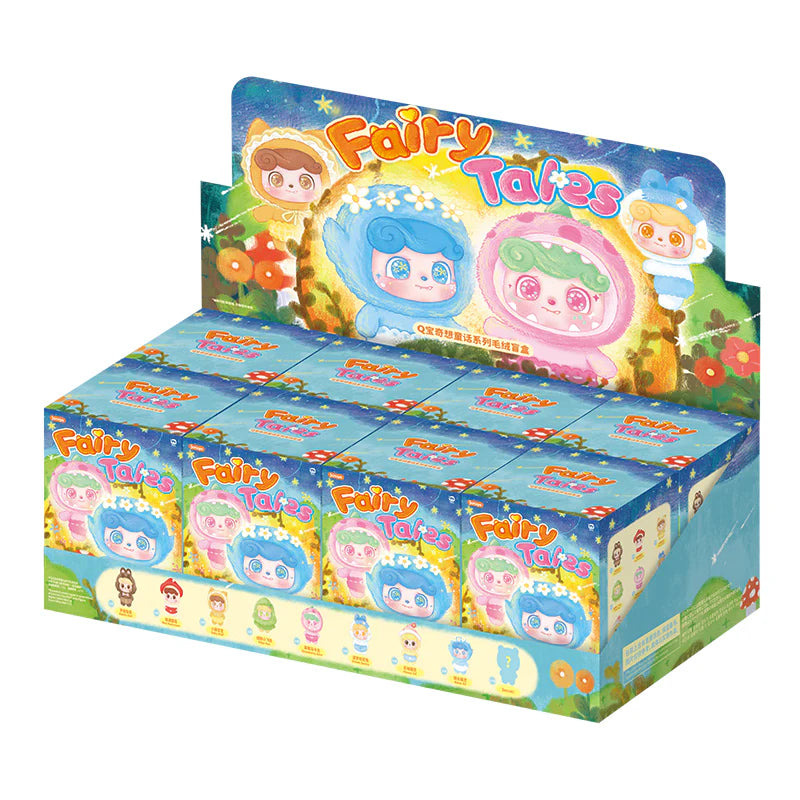 Q.kid Fairy Tales Series Plush Blindbox featuring cartoon characters and a whimsical fairytale theme, available for preorder, ships August 2025.