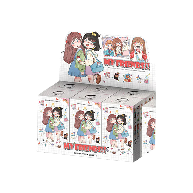 Suki-My Friends series blind box displaying kawaii schoolgirl illustrations, available for preorder with 6 designs and 1 secret option.