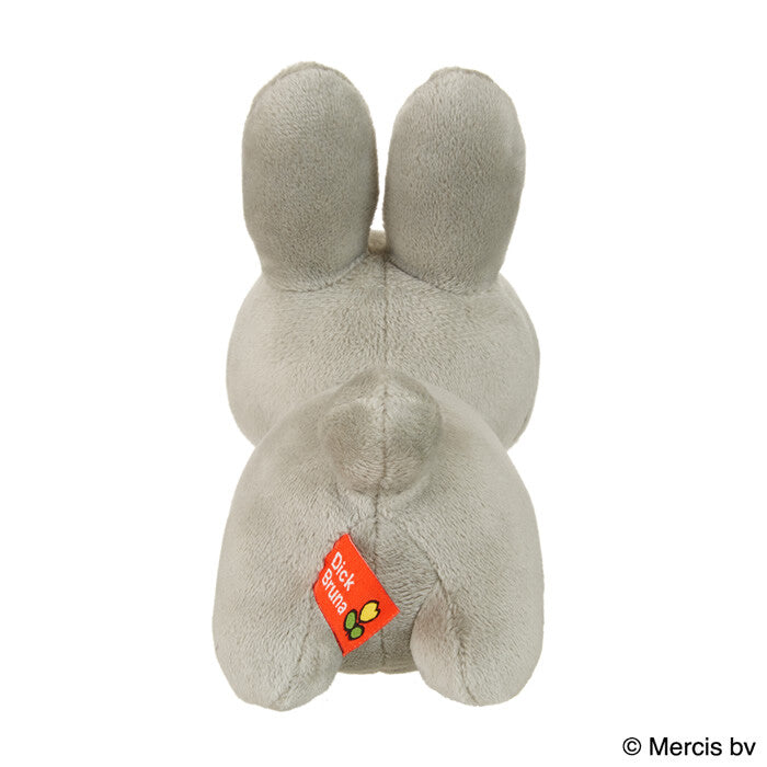 Miffy Bunny Plush Gray, a small rabbit toy with floppy ears and a tail, ideal for collectors and fans of art toys.