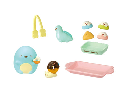Freshly Fried Sumikko Donuts Re-ment Blind Box Series featuring chibi animal figures, candy-themed pieces, and play trays from Strangecat Toys.