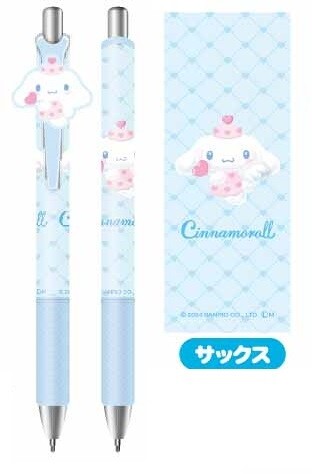 Gel Pen with Mascot Sanrio Characters featuring Cinnamoroll design, complete with 3D toppers and matching packaging, showcasing playful and collectible elements.