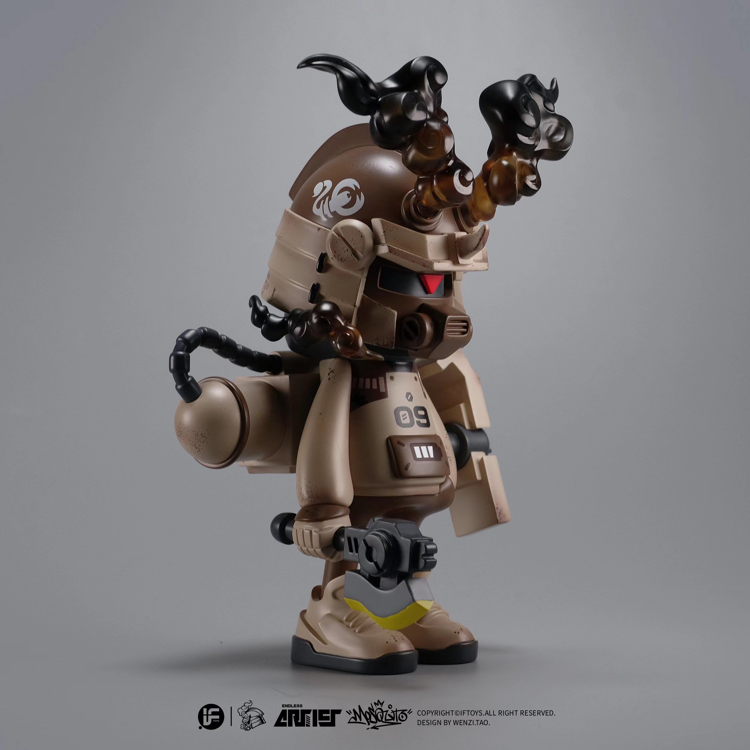 A blind box and art toy store presents ENDLESS SERIES -- Scorpion Force 09 By Wenzi.Tao: a 6.1 mecha LEGO robot action figure. Limited to 198, crafted from PU Resin.