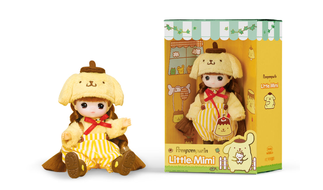 Sanrio x Little Mimi toy doll in a box with dog hat, preorder for May 2025.