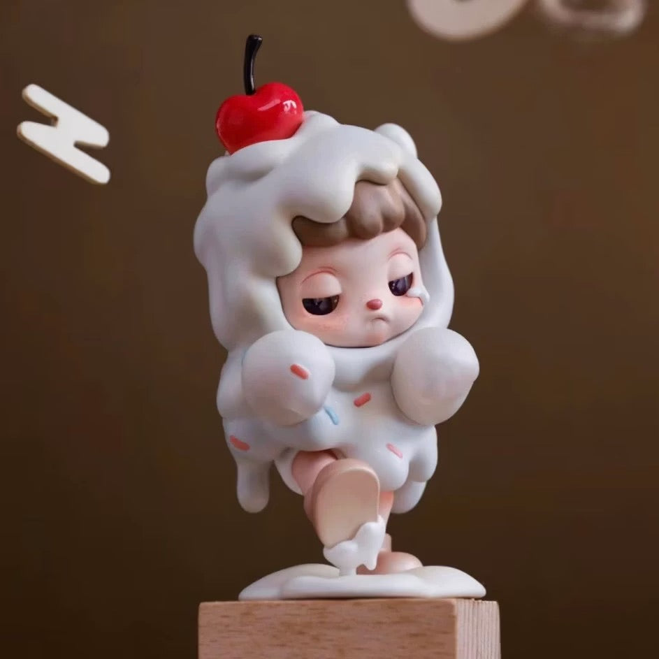 ANMOO Amo World is a Lie Fairy Tale Blind Box Series figurine preorder, depicting a girl in a garment, part of a collectible toy series.