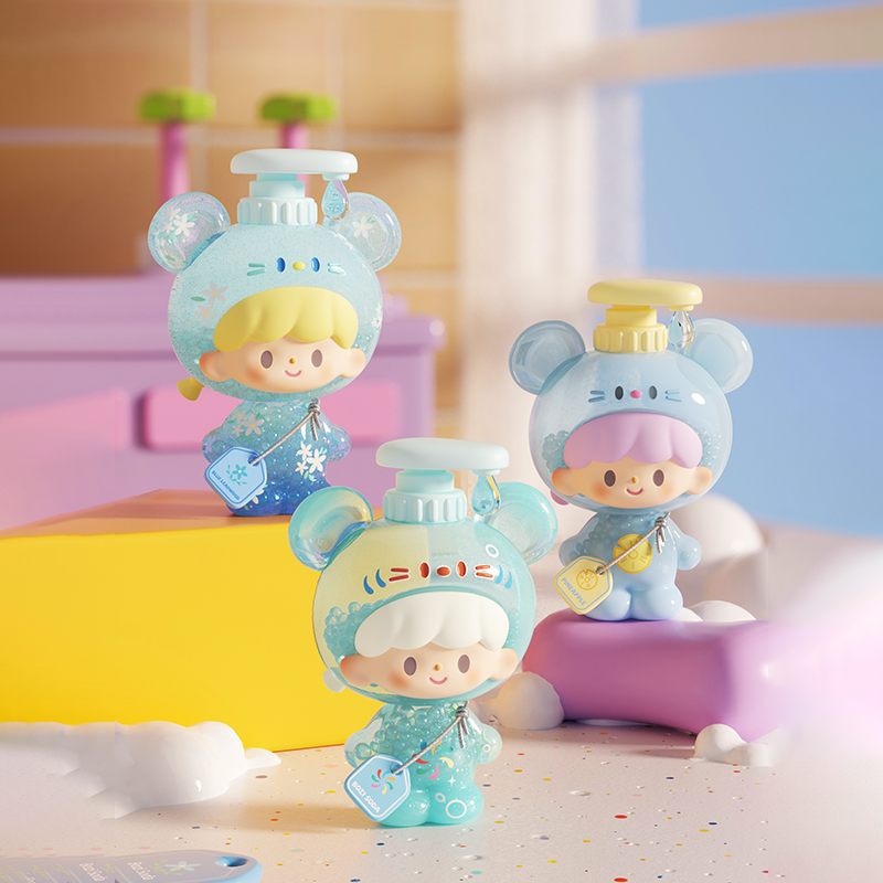 zZoton Bubble Bath Blind Box Series: Three whimsical character dispensers with glittery hoods and pumps, perfect for liquid soaps or lotions. Preorder for October 2025 release.