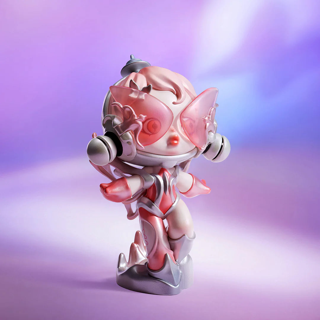 Alt text: SKULLPANDA The Sound Blind Box Series toy figurine featuring a woman with pink glasses.