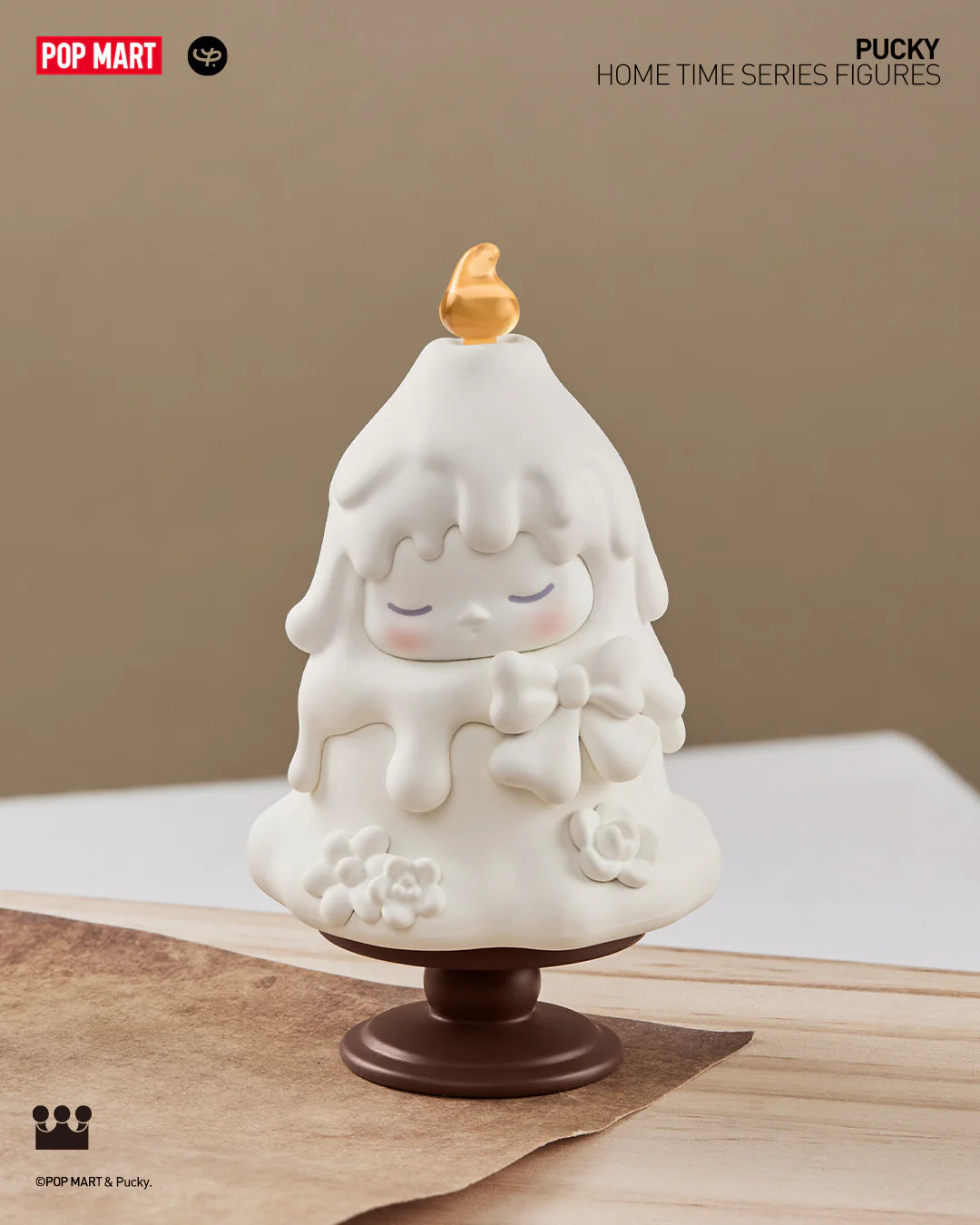A white cake, ceramic figurine, liquid drop, and more from PUCKY Home Time Blind Box Series.