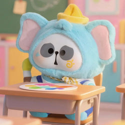 MR. PA Animal's After-School Diaries Series Plush Blind Box 400% features a cute figure in a blue elephant costume at a school desk.
