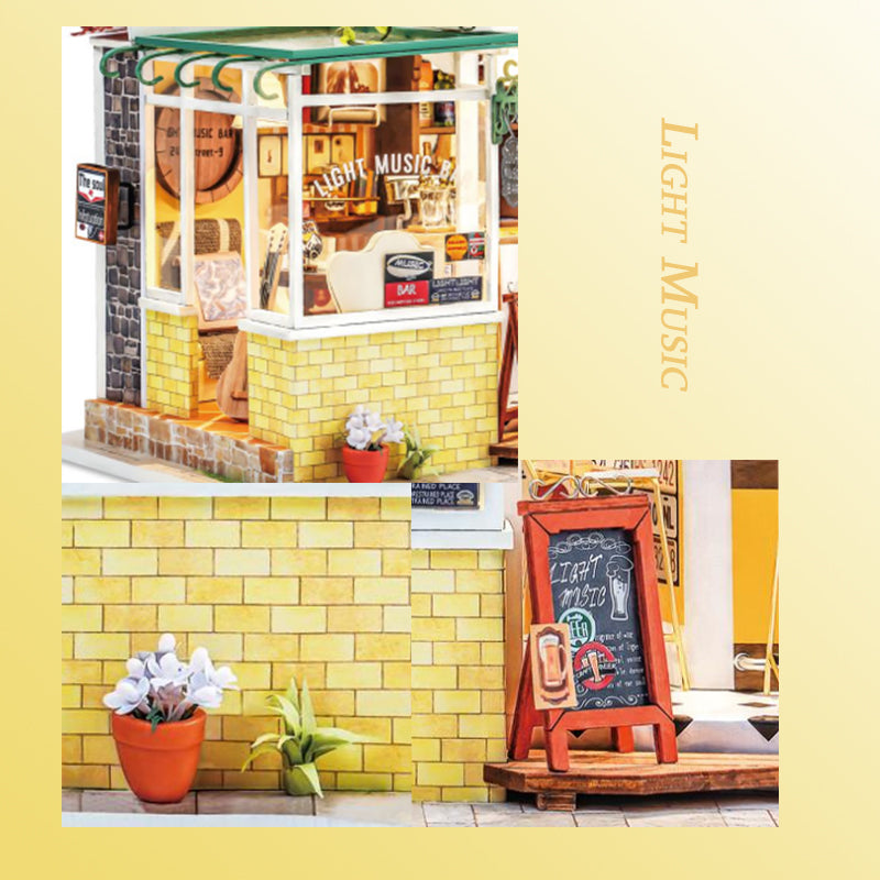 Light Music Bar DIY Wooden Dollhouse1