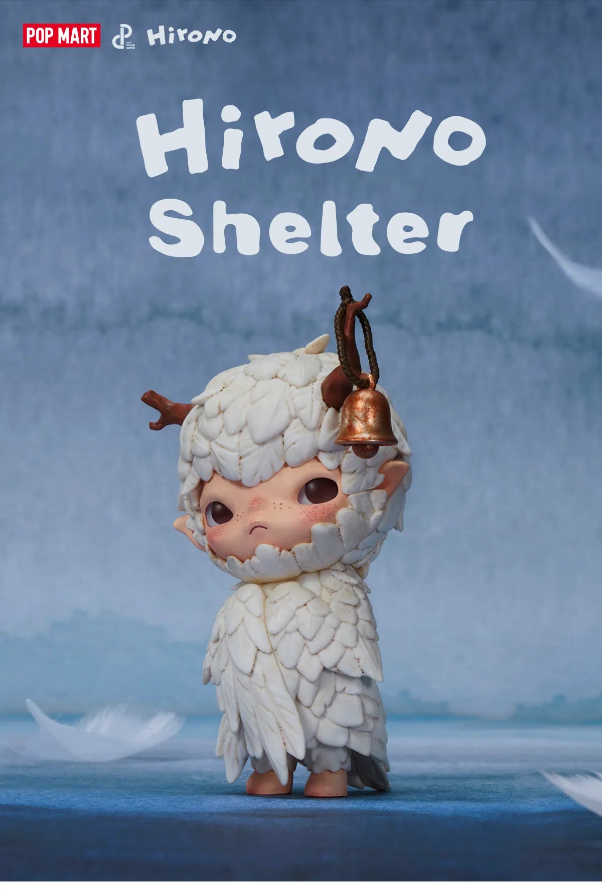 Hirono Shelter Blind Box Series toy figurine, featuring a character in a sheep garment, part of a collectible set with 12 designs and 1 secret.