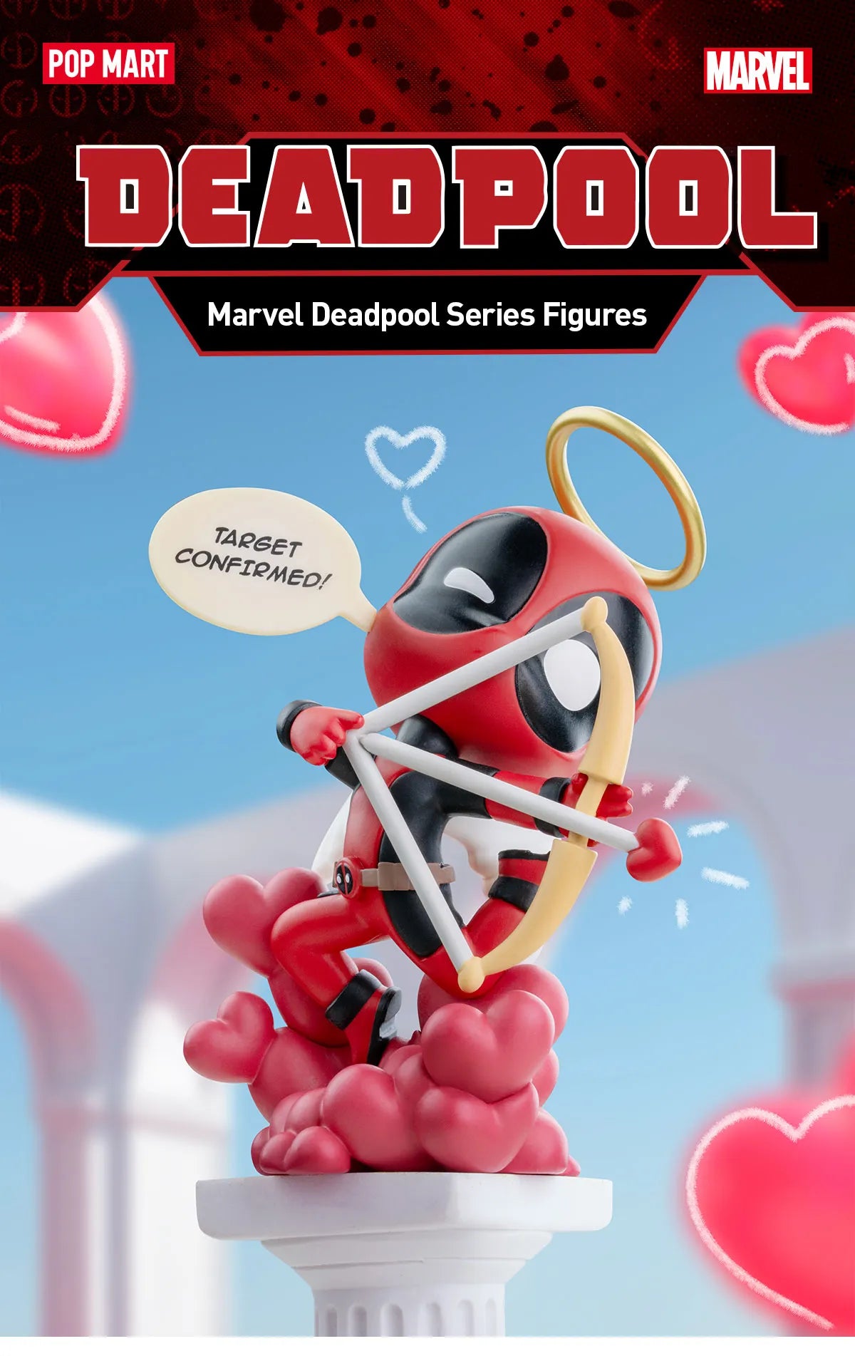 Marvel Deadpool Series Figure featuring a superhero toy with a bow and arrow, part of a 12-design collection from Strangecat Toys.