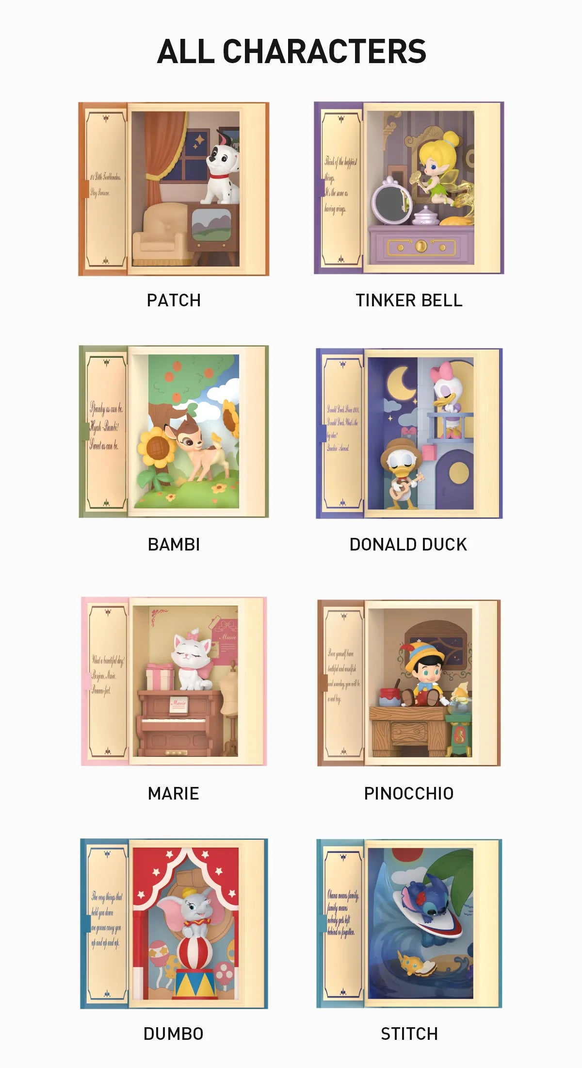 Disney Classic Fairy Tales Blind Box Series, featuring 8 designs and 1 secret, available for preorder, ships June 2025, perfect for art toy collectors.