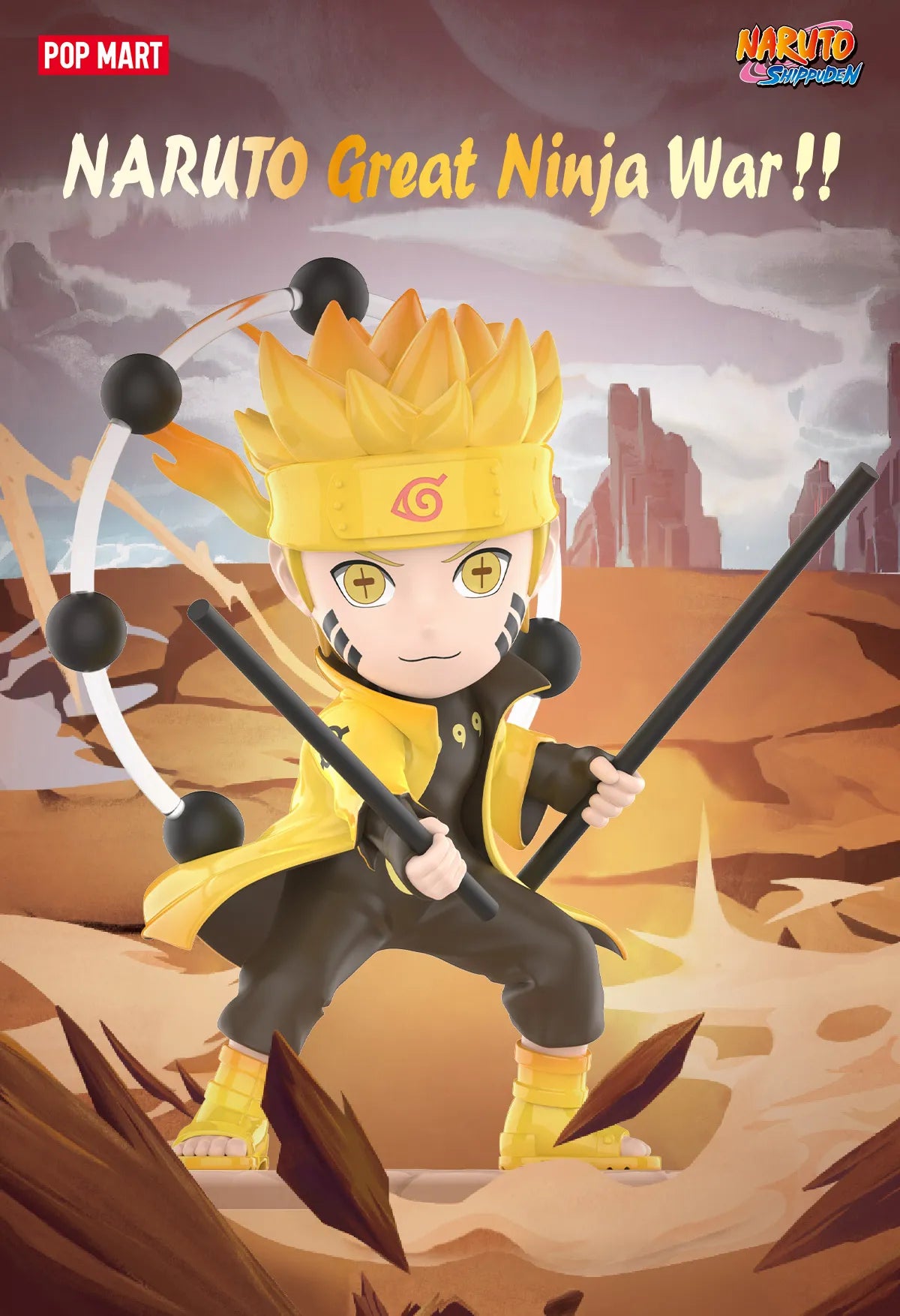 NARUTO Ninkai Taisen Series Figures Blind Box featuring a cartoon character holding sticks, part of a 12-design collectible series with one secret variant.