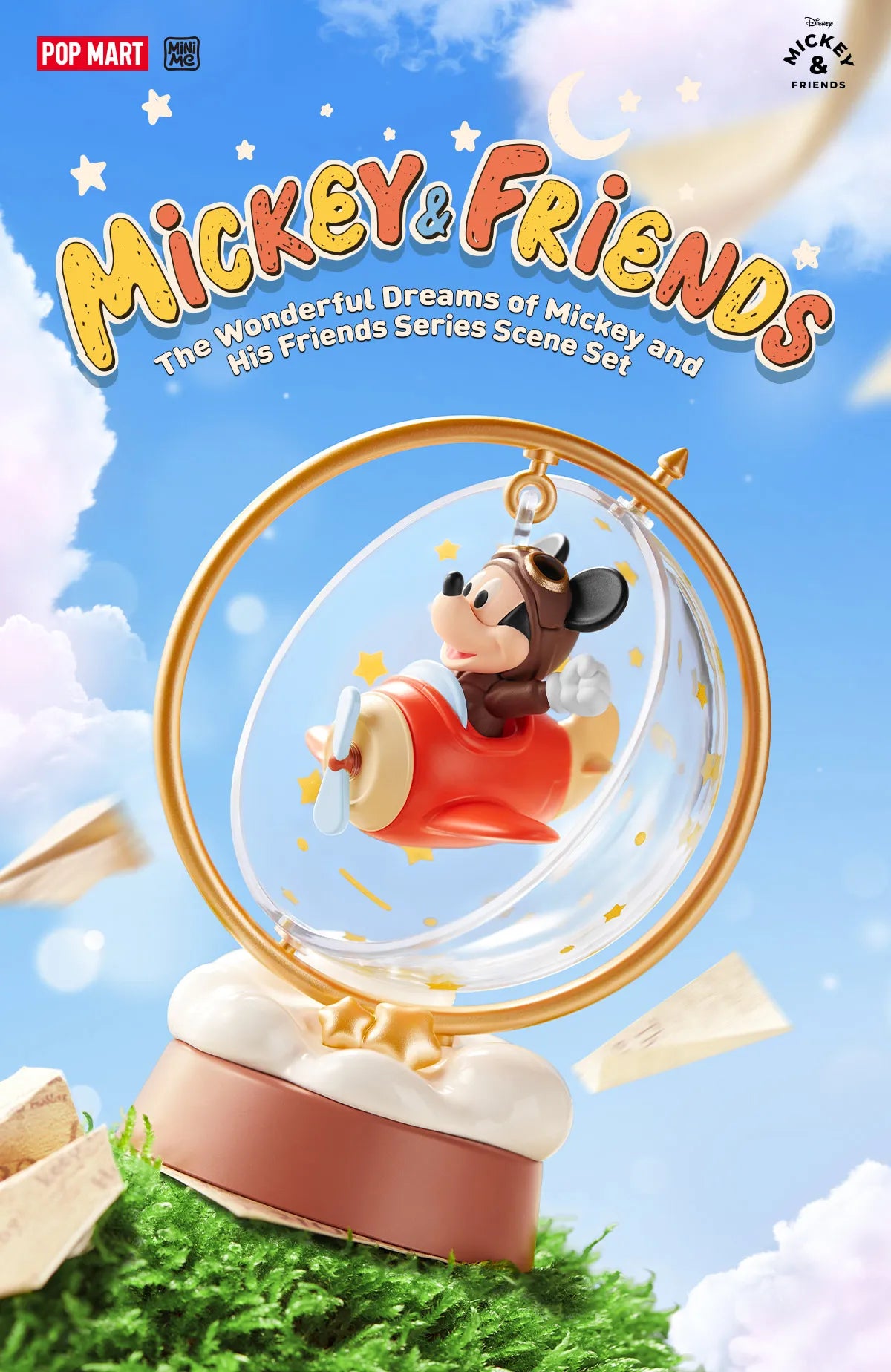 Toy mouse in a globe from The Wonderful Dreams of Mickey and His Friends Series Scene Sets Blind Box. Part of a collectible blind box series.