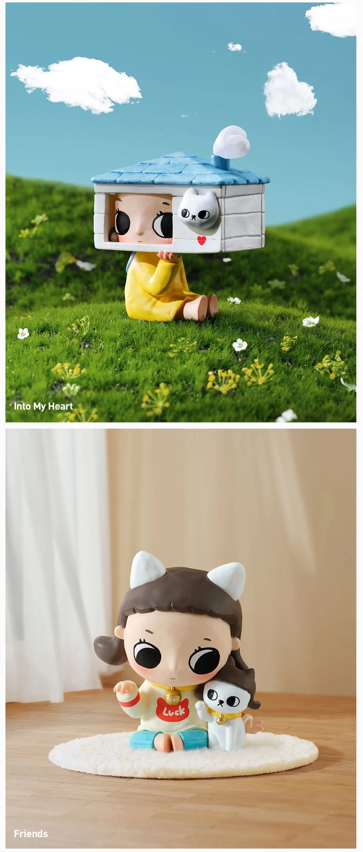 Nyota Growing up by Your Way Blind Box Series Figures featuring a toy figurine of a girl with a cat, available for preorder.