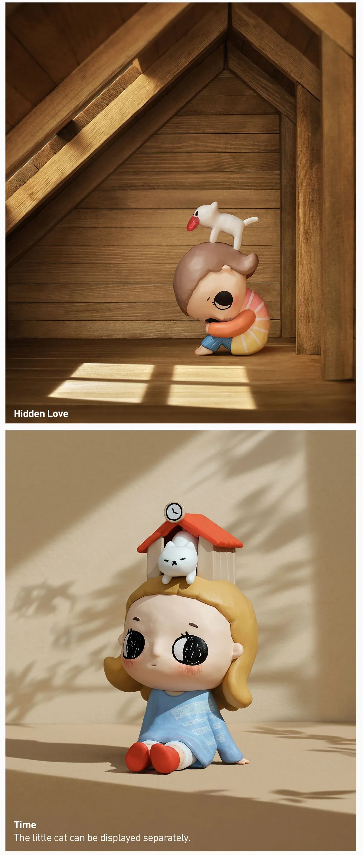 Nyota Growing Up by Your Way Blind Box Series Figures featuring varied cartoon figurines, including a boy with a dog and a girl with a cat.