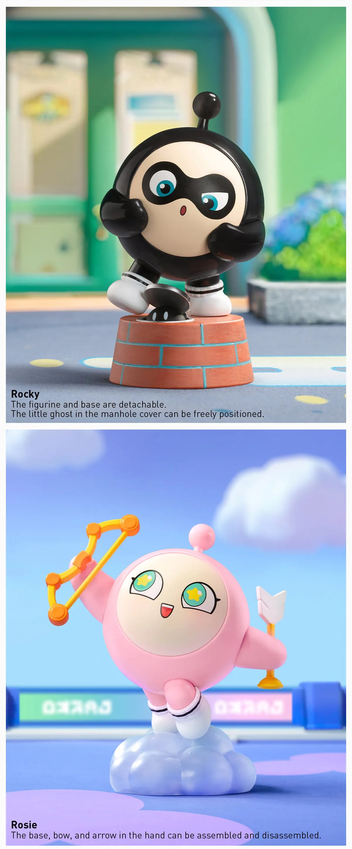 Eggy Party: Colorful Playland Classic Series figurine, featuring a pink cartoon character with a bow and arrow, available for preorder from Strangecat Toys.