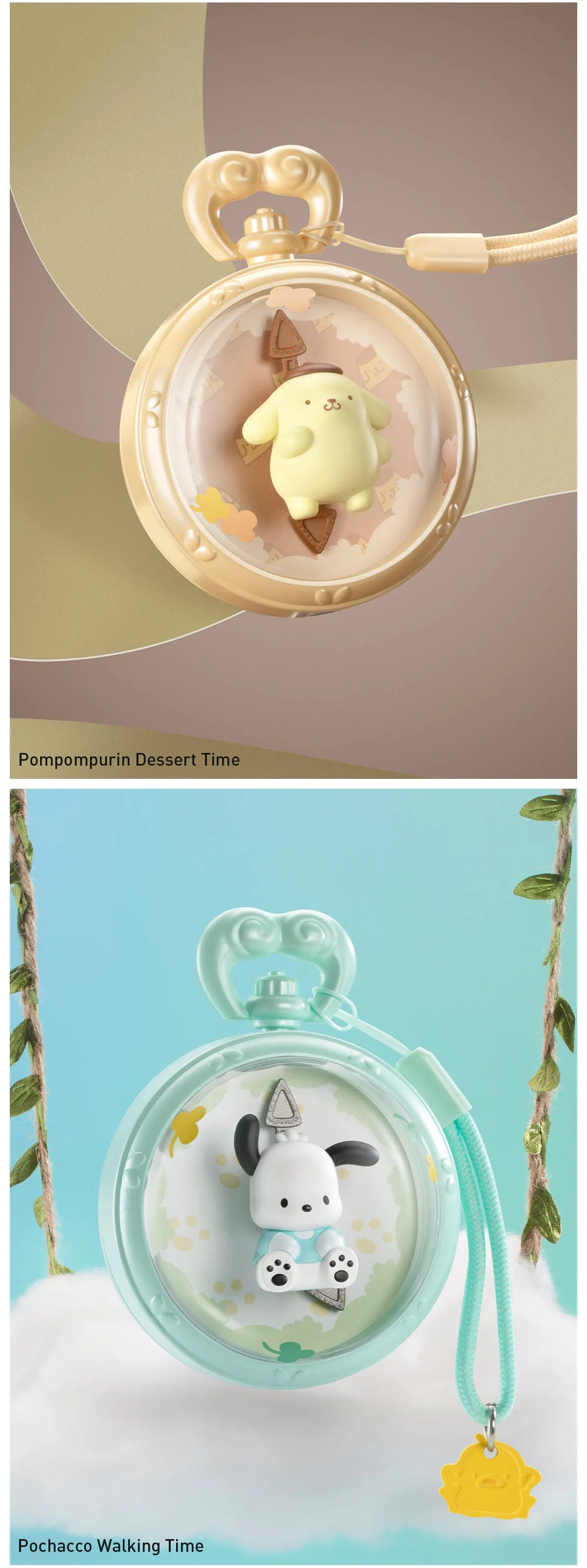 The Wonderful Time With Hello Kitty and Friends Series Scene Sets Blind Box featuring a clock with a cartoon character and toy elements. Preorder for April 2025.