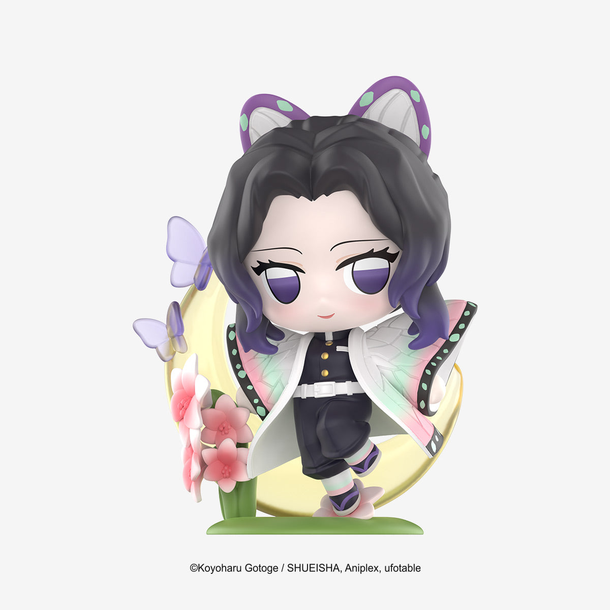 Demon Slayer: Kimetsu no Yaiba Birth Flower Series Figure of Shinobu Kocho, featuring her iconic outfit and butterflies, part of a collectible blind box series.