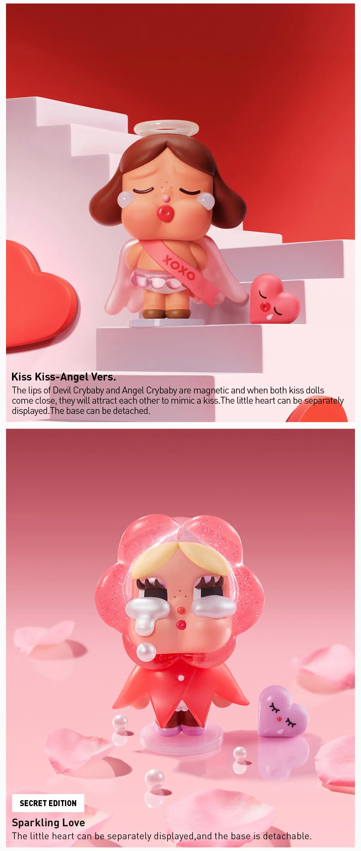 CRYBABY Crying For Love Series Figure featuring a toy doll with a pink flower and sash, available for preorder from Strangecat Toys. Ships February 2025.