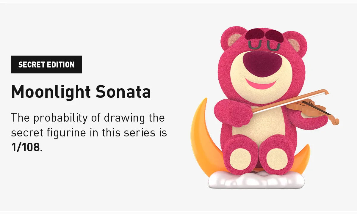 Disney/Pixar Lotso Wondrous Rendezvous Series Figure, featuring a pink teddy bear with a violin, available for preorder at Strangecat Toys.