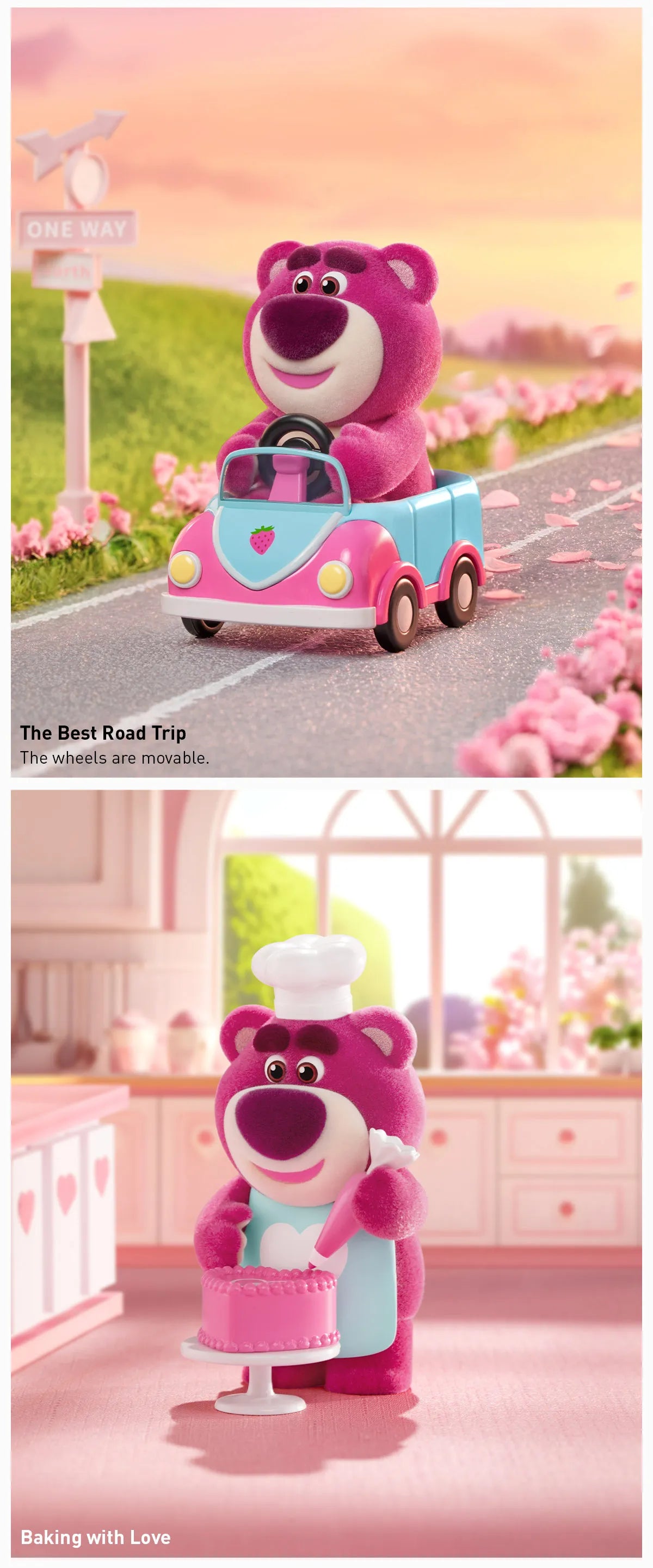 Disney/Pixar Lotso Wondrous Rendezvous Series figure in a toy car, part of a 9-design collection, available for preorder at Strangecat Toys.