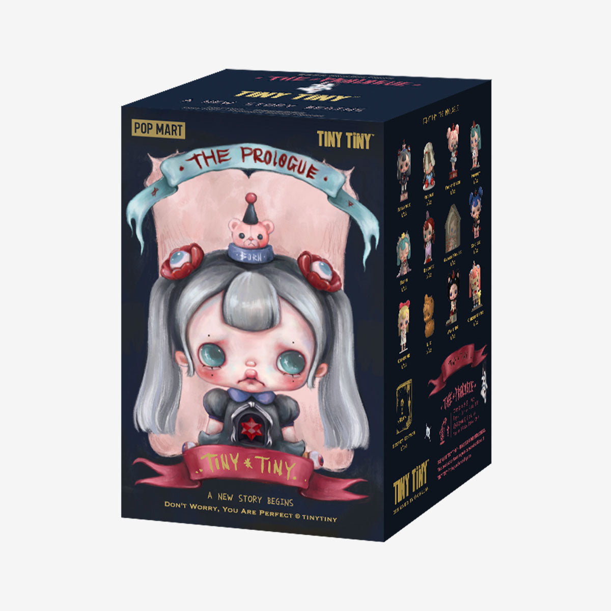 TINYTINY-PROLOGUE SERIES FIGURES box featuring a cartoon character, part of a 12-design collection, available for preorder, ships late March 2025.