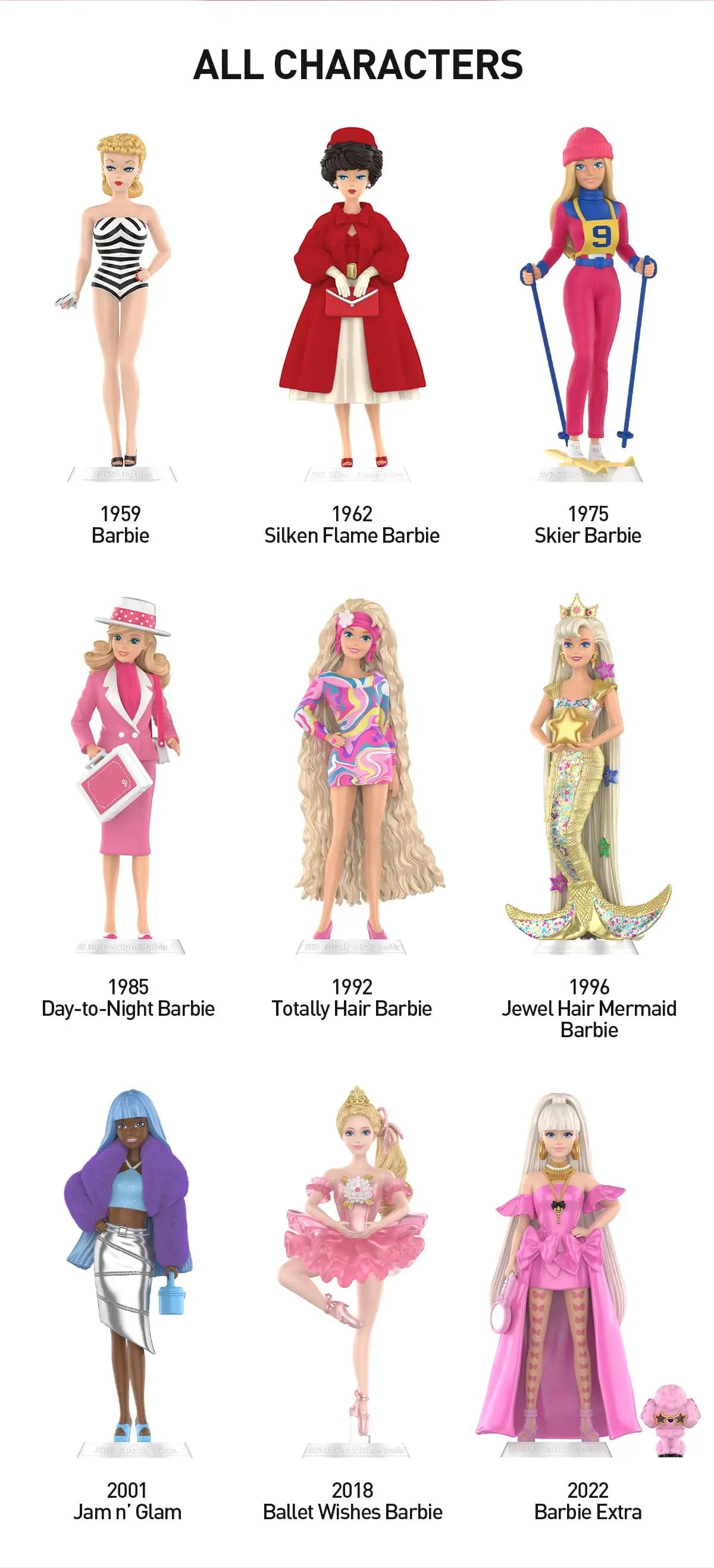 Barbie Style Icon Blind Box Series Figures, featuring 9 designs with a chance of a secret figure. Preorder for shipment in June 2025.
