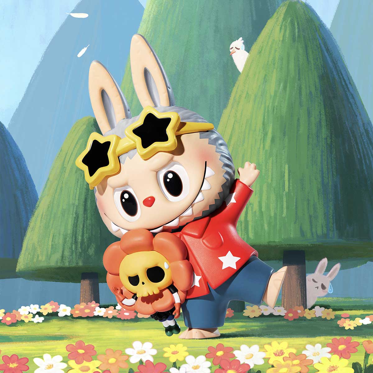 Hand in Hand Series Figures featuring a close-up of an animated cartoon character, part of a collection with 12 designs and a secret variant.