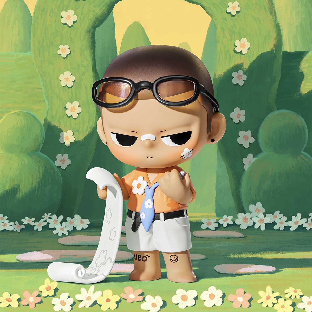 Hand in Hand Series Figures toy figurine, featuring a cartoon boy with glasses, part of a blind box collection with 12 designs and 1 secret variant.