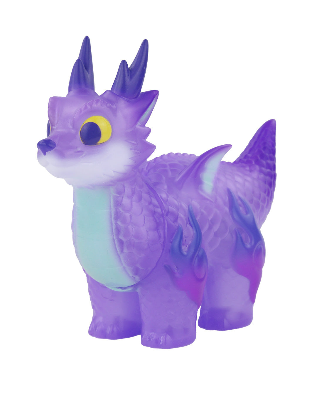 Ryudora Hydrangea by Konatsu: A 3.8cm purple vinyl dragon toy with horns, scaly texture, and flame details. Preorder ships Aug 2025.