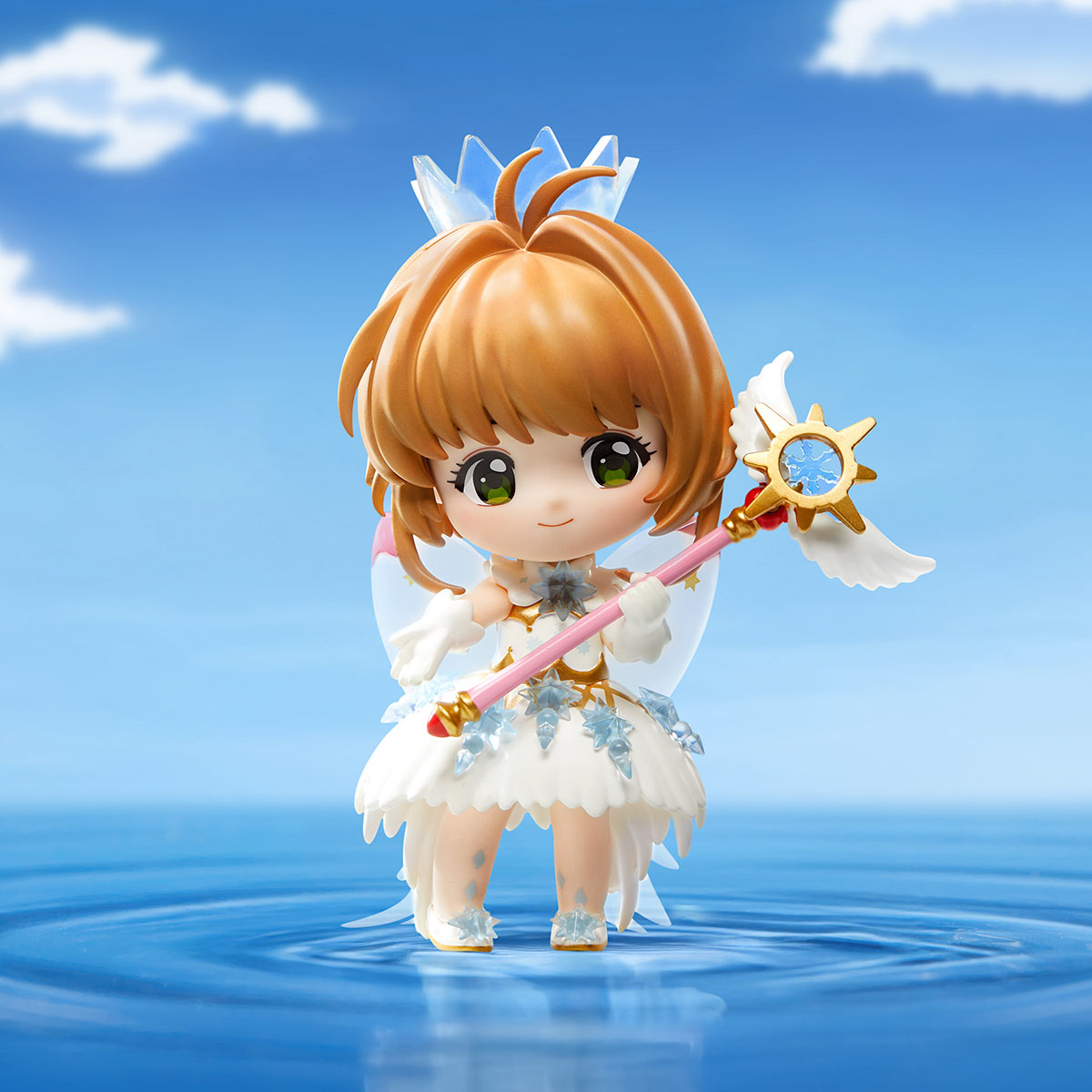 Cardcaptor Sakura: Clear Card Series Figures - Preorder featuring a chibi magical girl with a crown, crystal-detailed dress, and pink staff, standing in water.
