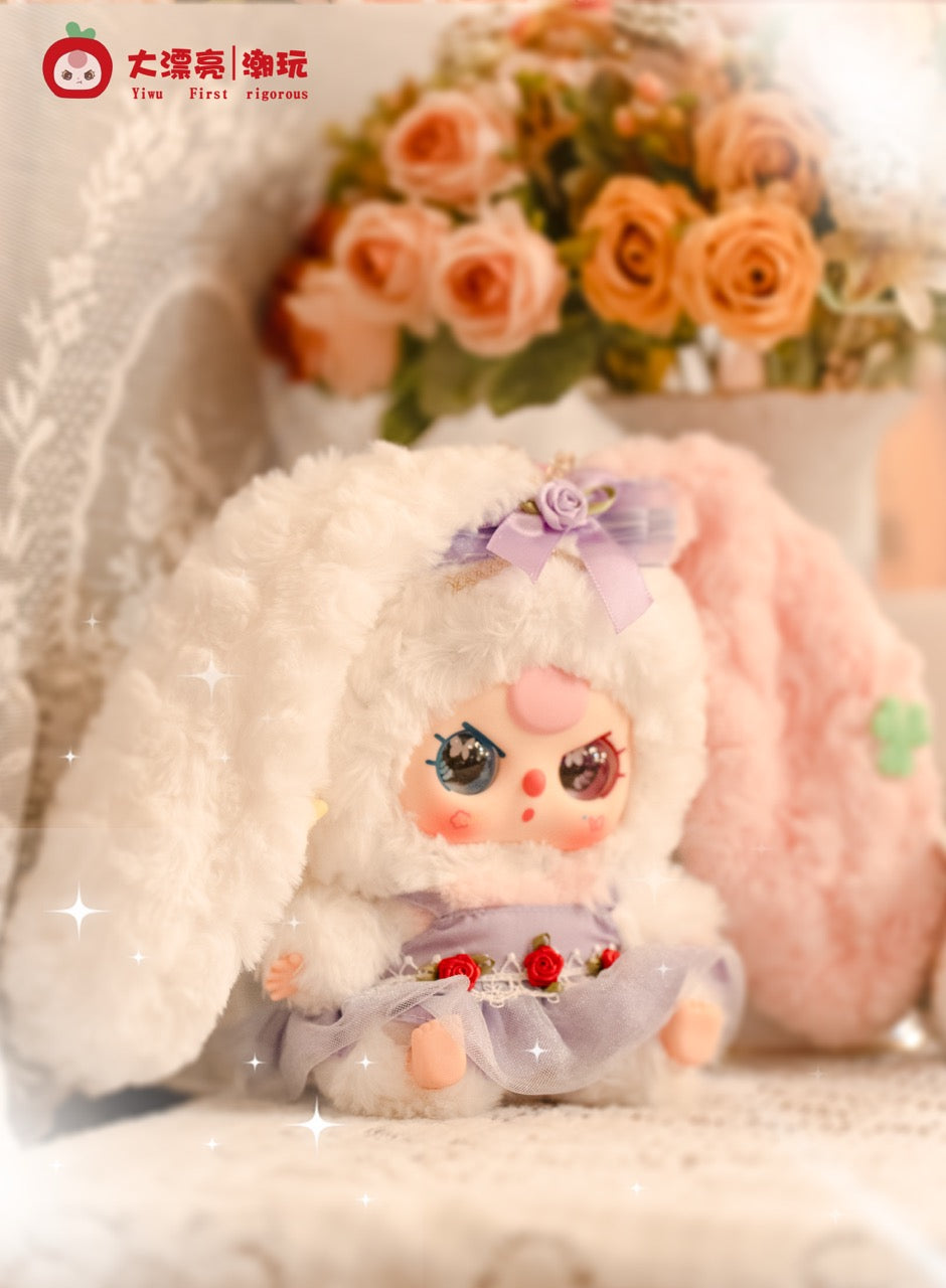 Baby Three - Lily Rabbit Town 4 plush doll with fluffy ears, lilac tulle skirt, and whimsical features, ideal for collectors. Preorder available at Strangecat Toys.