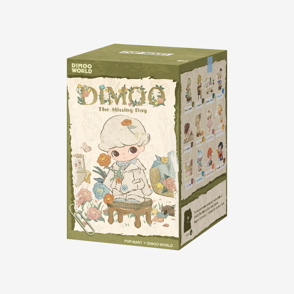 DIMOO The Missing Day Series Figures - Preorder; collectible blind-box featuring Dimoo with flowers, showcasing 12 designs and 1 secret variant for January 2026 release.