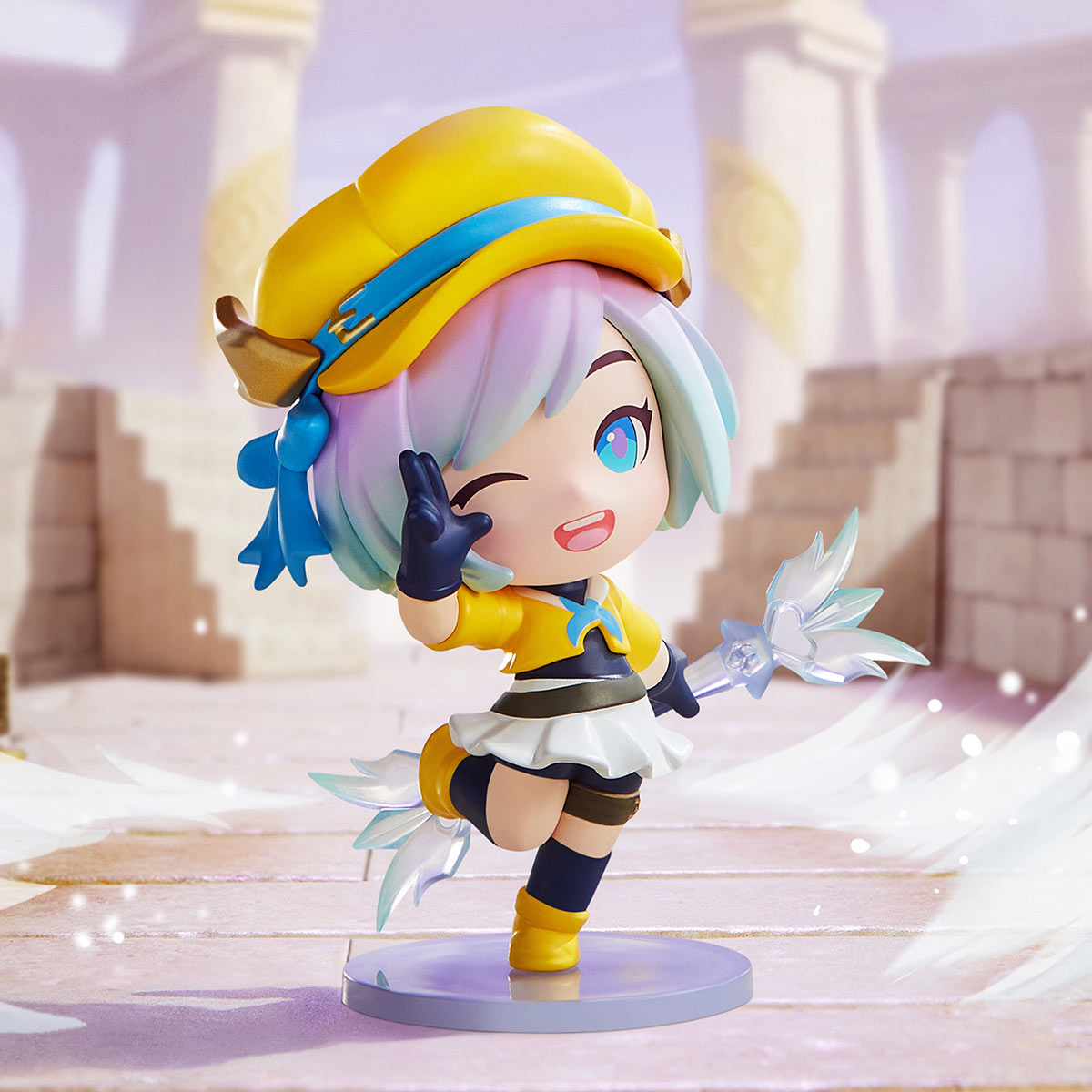 Chibi-style figure from Fight For the Golden Spatula Chibi Series Figures II, featuring a winking girl with a crystalline staff, available for preorder.
