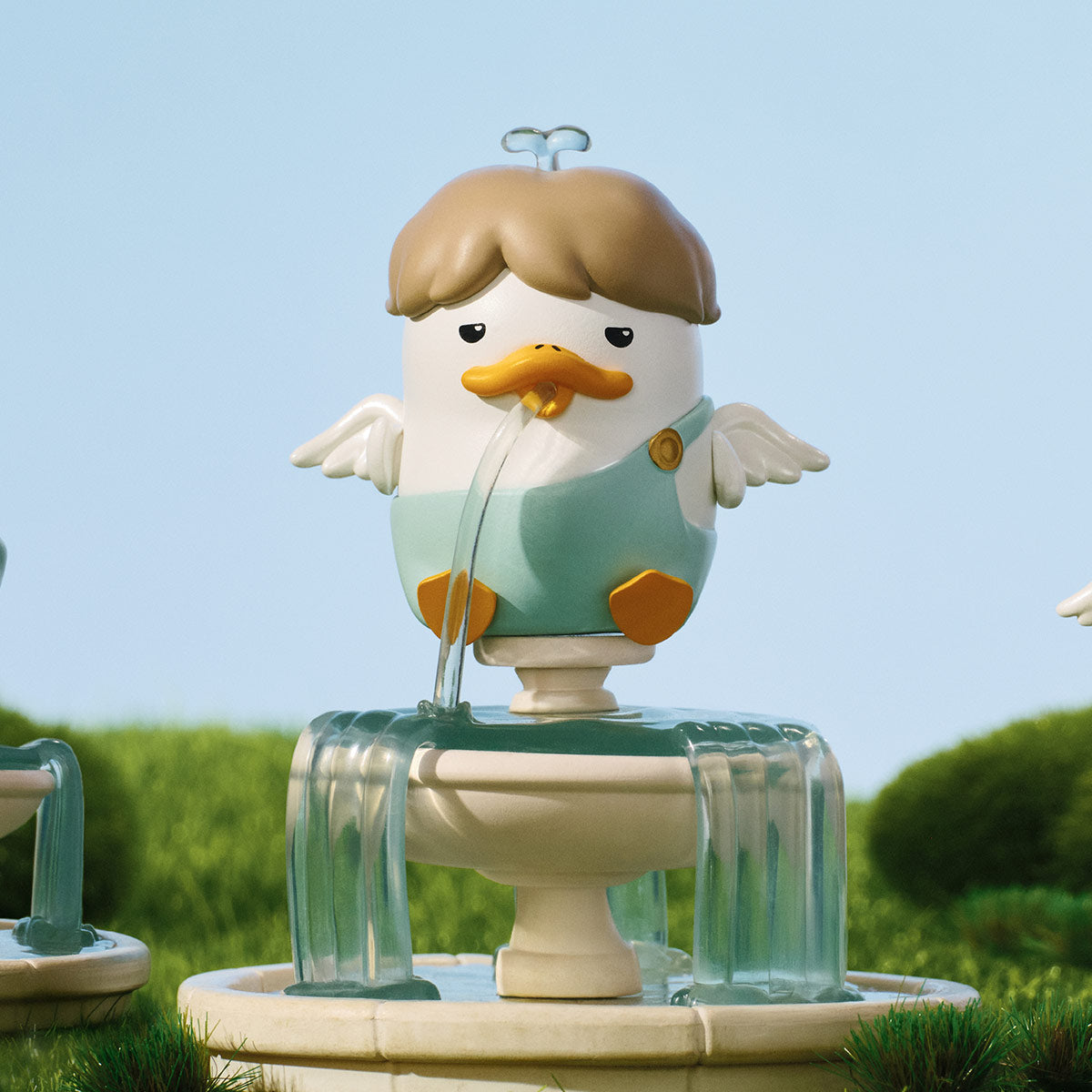 The Grand DUCKOO Hotel Series Figure, a whimsical duck fountain sculpture with water features, available for preorder.