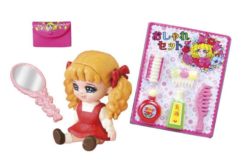 Showa Retro Memories My Room Re-ment Blind Box Series: toy vanity kit with doll, mirror, purse, and hair accessories for children's imaginative play.
